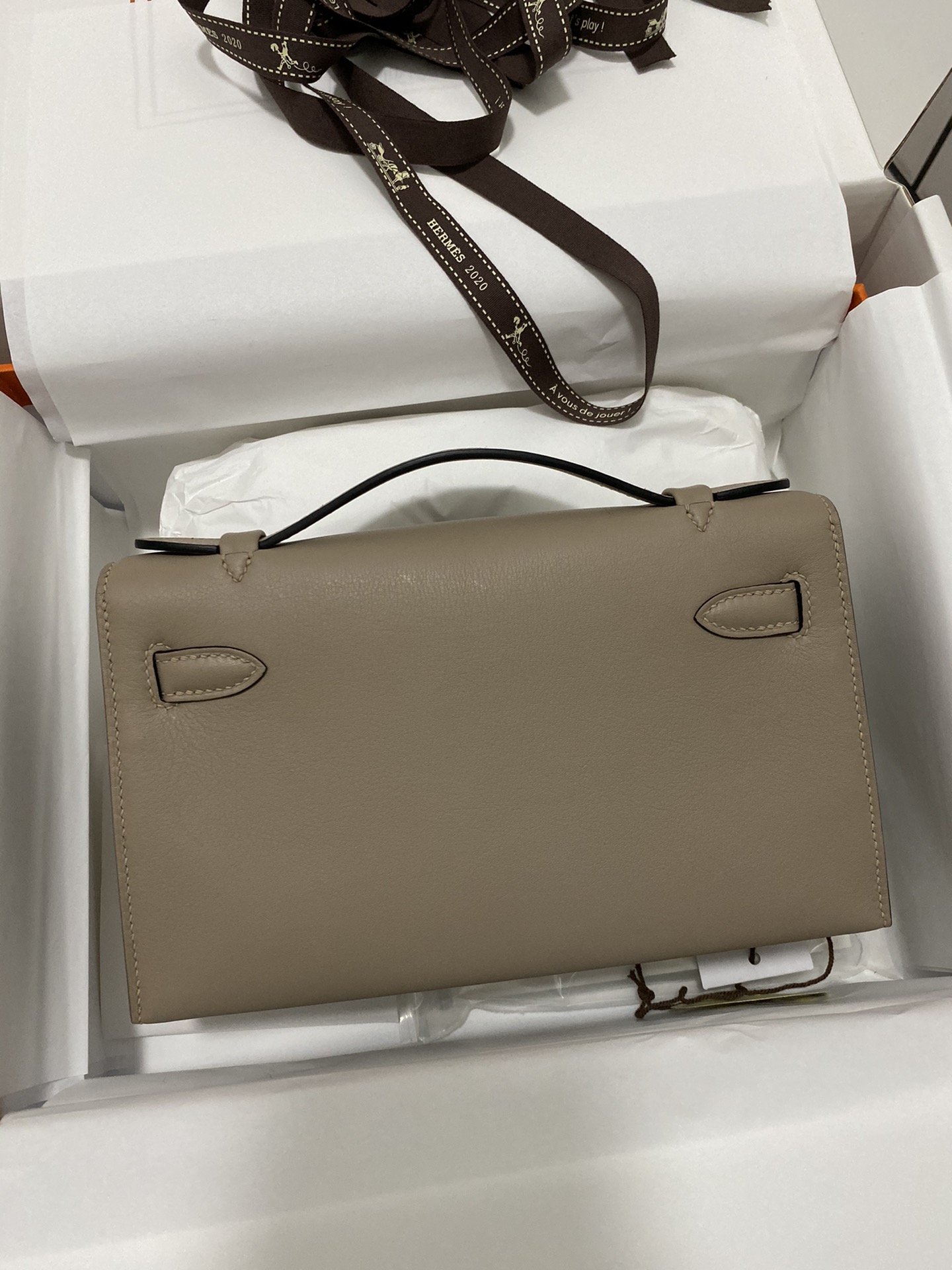 Hermes Mini Kelly Pochette 22cm Bag In Dark Grey Swift Leather